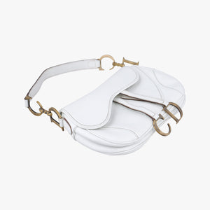 Pre-owned Christian Dior double saddle White Leather handbag | stylenewstar