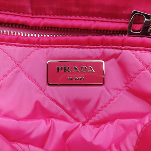 Pre-owned Prada Bomber Chain Rose silk shoulderbag | stylenewstar