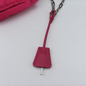 Pre-owned Prada Bomber Chain Rose silk shoulderbag | stylenewstar