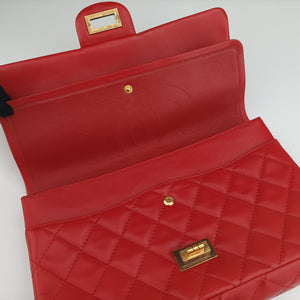 Secondhand Chanel 2.55 double flap Matelasse Red lambskin A37590 shoulderbag | stylenewstar