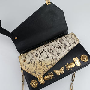 Pre-owned Gucci Ottilia Black×Multicolour Leather×snakeskin 488715 shoulderbag | stylenewstar