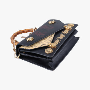 Pre-owned Gucci Ottilia Black×Multicolour Leather×snakeskin 488715 shoulderbag | stylenewstar