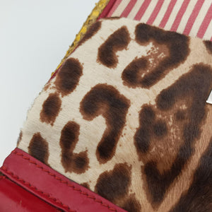 Pre-owned Dolce & Gabbana SICILY Multicolour Snakeskin × Fur × Canvas shoulderbag | stylenewstar