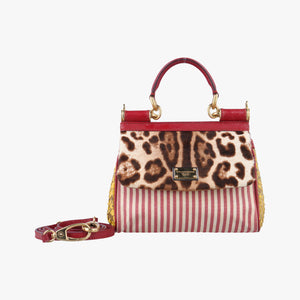 Pre-owned Dolce & Gabbana SICILY Multicolour Snakeskin × Fur × Canvas shoulderbag | stylenewstar