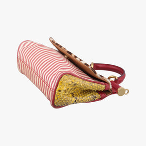 Pre-owned Dolce & Gabbana SICILY Multicolour Snakeskin × Fur × Canvas shoulderbag | stylenewstar