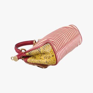 Pre-owned Dolce & Gabbana SICILY Multicolour Snakeskin × Fur × Canvas shoulderbag | stylenewstar