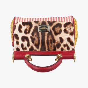Pre-owned Dolce & Gabbana SICILY Multicolour Snakeskin × Fur × Canvas shoulderbag | stylenewstar