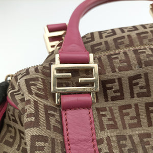 Pre-owned Fendi Zucchino Glitter Logo Multicolour canvas 8BL068 handbag | stylenewstar