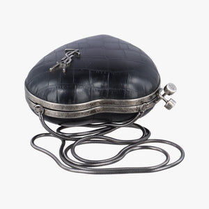 Vintage Yves Saint Laurent Love box heart Black Leather 488434 shoulderbag | stylenewstar