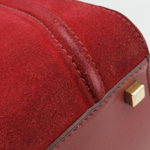 Pre-owned Celine Luggage Small Square Phantom Burgundy Suede handbag | stylenewstar
