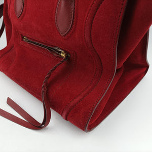 Pre-owned Celine Luggage Small Square Phantom Burgundy Suede handbag | stylenewstar