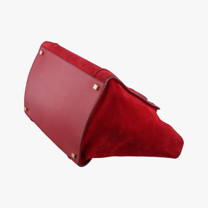 Pre-owned Celine Luggage Small Square Phantom Burgundy Suede handbag | stylenewstar