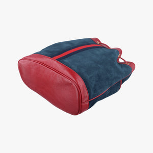 Pre-owned Gucci Rajah WEB Tiger Bucket Navy×red Suede x leather 553961 shoulderbag | stylenewstar