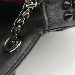 Secondhand Christian Louboutin Sweet Charity Scarabe Spike Black Leather clutchbag | stylenewstar