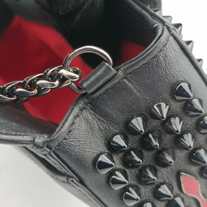 Secondhand Christian Louboutin Sweet Charity Scarabe Spike Black Leather clutchbag | stylenewstar