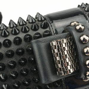 Secondhand Christian Louboutin Sweet Charity Scarabe Spike Black Leather clutchbag | stylenewstar