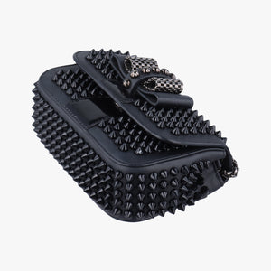 Secondhand Christian Louboutin Sweet Charity Scarabe Spike Black Leather clutchbag | stylenewstar