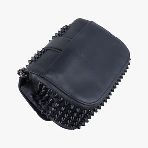 Secondhand Christian Louboutin Sweet Charity Scarabe Spike Black Leather clutchbag | stylenewstar
