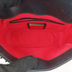 Secondhand Christian Louboutin Sweet Charity Scarabe Spike Black Leather clutchbag | stylenewstar