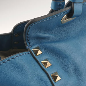 Pre-owned Valentino Rockstud Blue Leather shoulderbag | stylenewstar