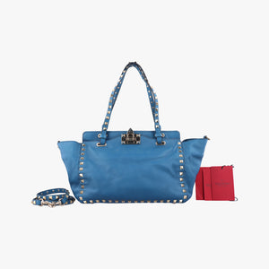 Pre-owned Valentino Rockstud Blue Leather shoulderbag | stylenewstar