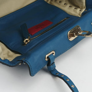 Pre-owned Valentino Rockstud Blue Leather shoulderbag | stylenewstar