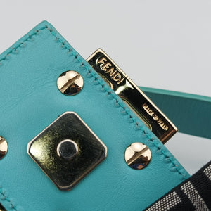 Pre-owned Fendi Mamma Baguette Beige×blue canvas×Leather 23908B shoulderbag | stylenewstar