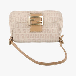 Pre-owned Fendi Baguette Beige Jacquard 8BR180 shoulderbag | stylenewstar