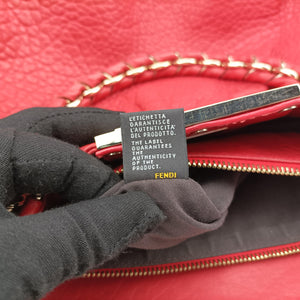 Pre-owned Fendi Mia Red Leather 8BR616 shoulderbag | stylenewstar