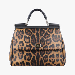 Pre-owned Dolce & Gabbana SICILY Leopard Multicolour PVC coated canvas shoulderbag | stylenewstar