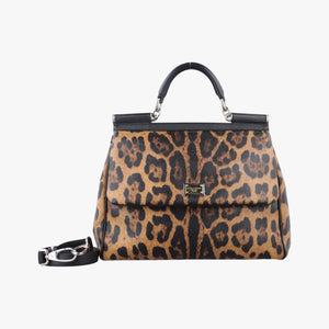 Pre-owned Dolce & Gabbana SICILY Leopard Multicolour PVC coated canvas shoulderbag | stylenewstar