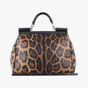 Pre-owned Dolce & Gabbana SICILY Leopard Multicolour PVC coated canvas shoulderbag | stylenewstar