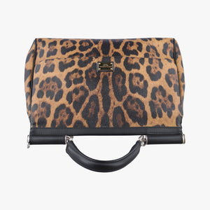 Pre-owned Dolce & Gabbana SICILY Leopard Multicolour PVC coated canvas shoulderbag | stylenewstar