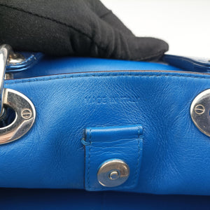 Pre-owned Christian Dior Diorissimo Blue Leather shoulderbag | stylenewstar