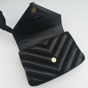 Pre-owned Yves Saint Laurent COLLEGE Black Leather x Suede 428056 shoulderbag | stylenewstar