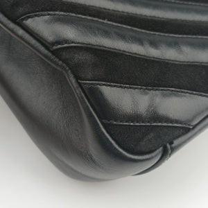 Pre-owned Yves Saint Laurent COLLEGE Black Leather x Suede 428056 shoulderbag | stylenewstar