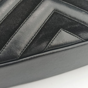 Pre-owned Yves Saint Laurent COLLEGE Black Leather x Suede 428056 shoulderbag | stylenewstar