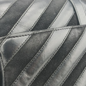 Pre-owned Yves Saint Laurent COLLEGE Black Leather x Suede 428056 shoulderbag | stylenewstar