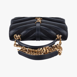 Pre-owned Yves Saint Laurent COLLEGE Black Leather x Suede 428056 shoulderbag | stylenewstar