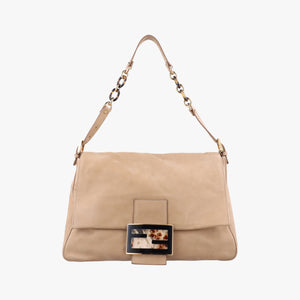 Pre-owned Fendi Big Mamma Forever Flap Beige Leather 8BR638 shoulderbag | stylenewstar