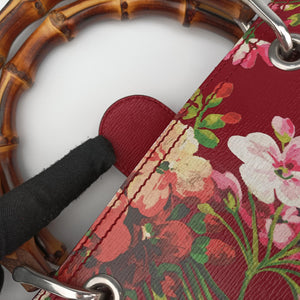 Secondhand Gucci Bamboo Shopper Red×Multicolour Leather 323660 handbag | stylenewstar