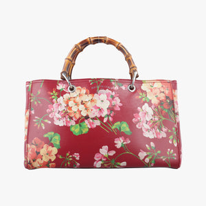 Secondhand Gucci Bamboo Shopper Red×Multicolour Leather 323660 handbag | stylenewstar