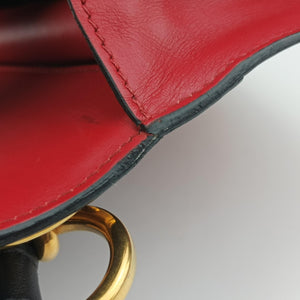 Pre-owned Prada Cahier Red x Black Leather 1BD045 shoulderbag | stylenewstar