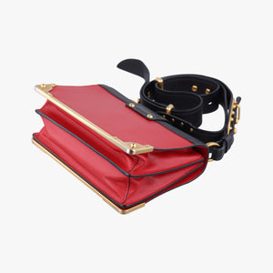 Pre-owned Prada Cahier Red x Black Leather 1BD045 shoulderbag | stylenewstar