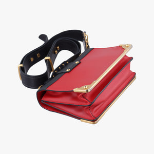 Pre-owned Prada Cahier Red x Black Leather 1BD045 shoulderbag | stylenewstar