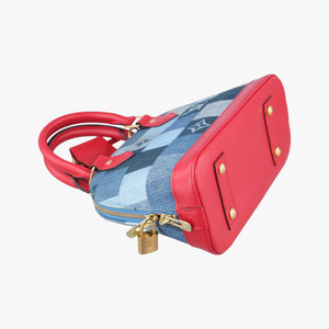 Pre-owned Louis Vuitton Alma BB DENIM×ROUGE Denim Monogram Patchwork M45042 shoulderbag | stylenewstar