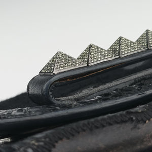 Pre-owned Valentino Rockstud Va Va Voom Black Ponyhair×Leather×Snakeskin shoulderbag | stylenewstar