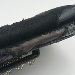 Pre-owned Valentino Rockstud Va Va Voom Black Ponyhair×Leather×Snakeskin shoulderbag | stylenewstar