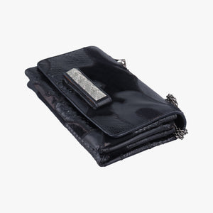 Pre-owned Valentino Rockstud Va Va Voom Black Ponyhair×Leather×Snakeskin shoulderbag | stylenewstar