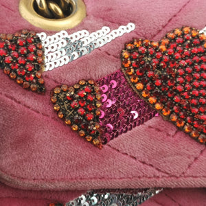 Secondhand Gucci GG Marmont Pink Velour×Sequins 443497 shoulderbag | stylenewstar